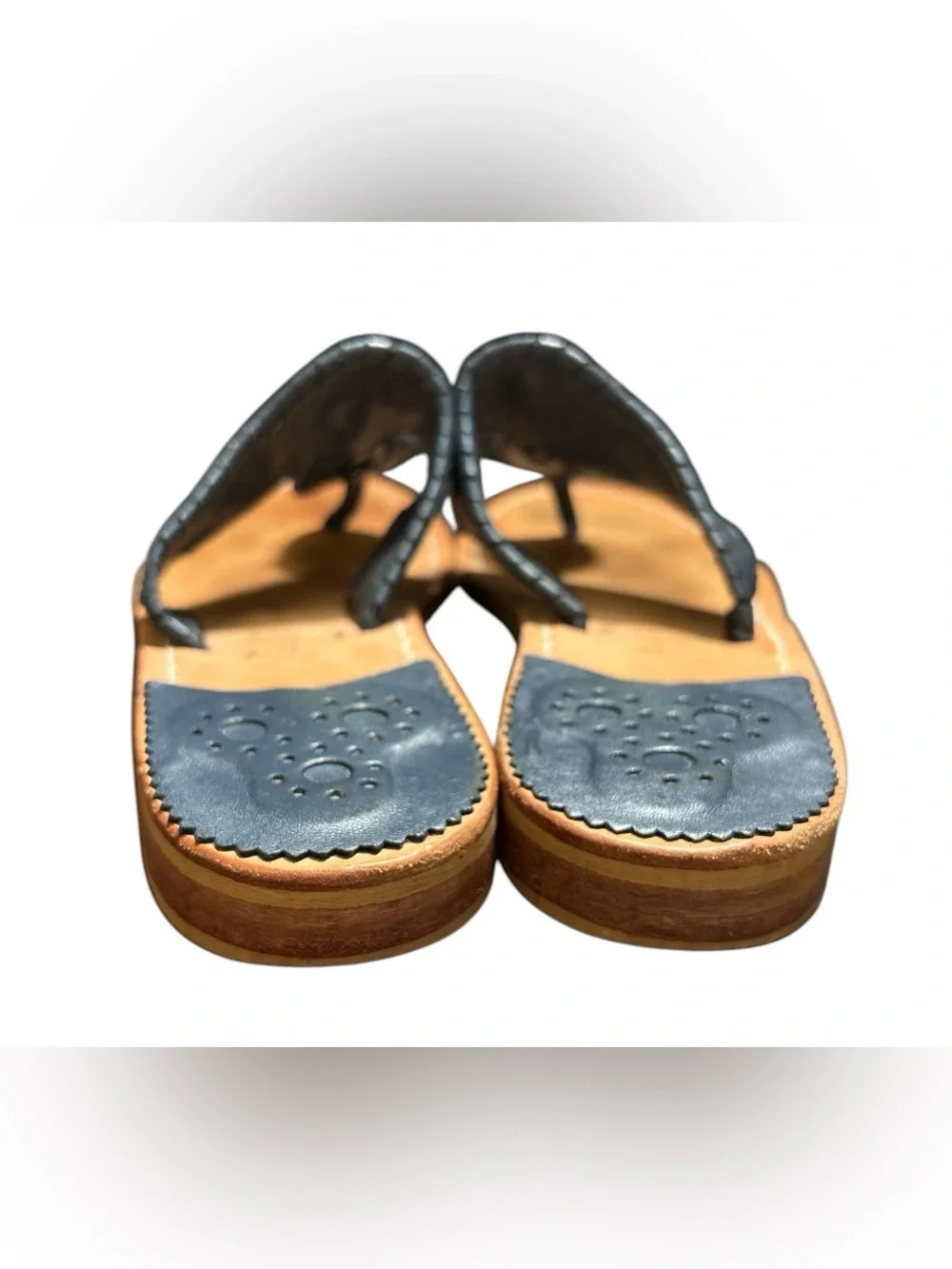 Jack Rogers Navy Leather  Sandals,Size 7